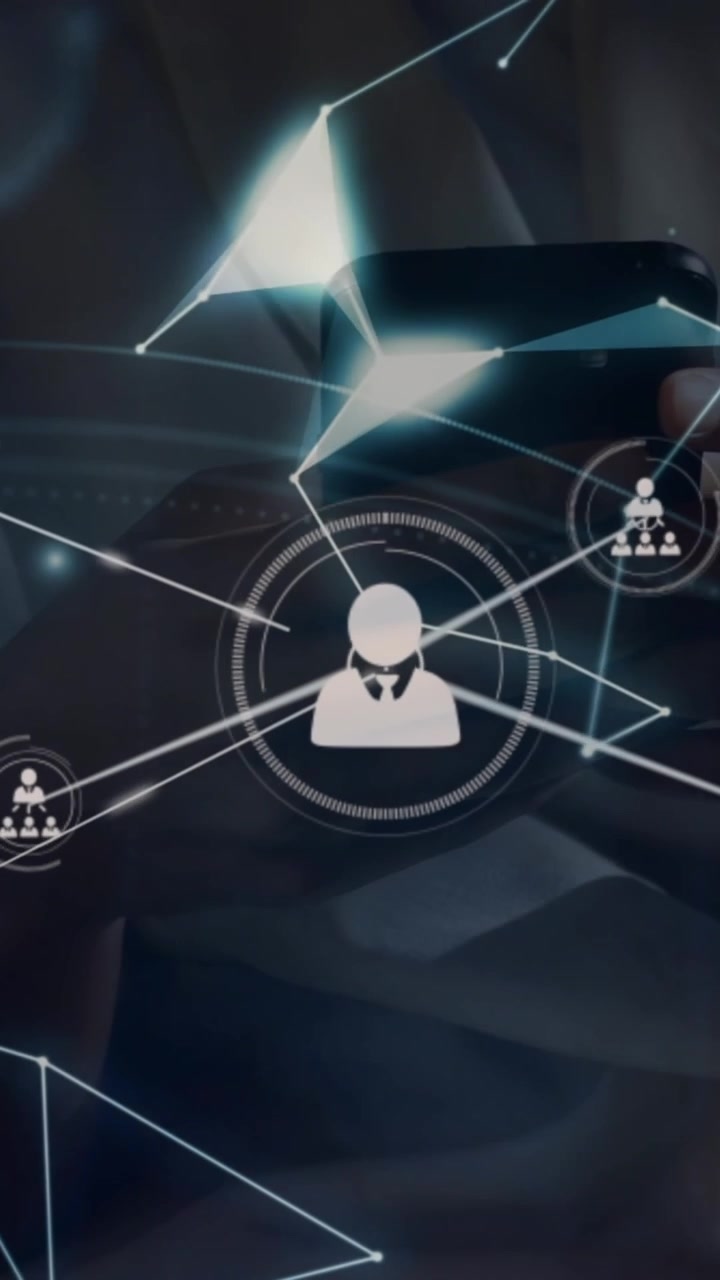 Animation of connected icons and connected dots forming shape over globe against abstract background