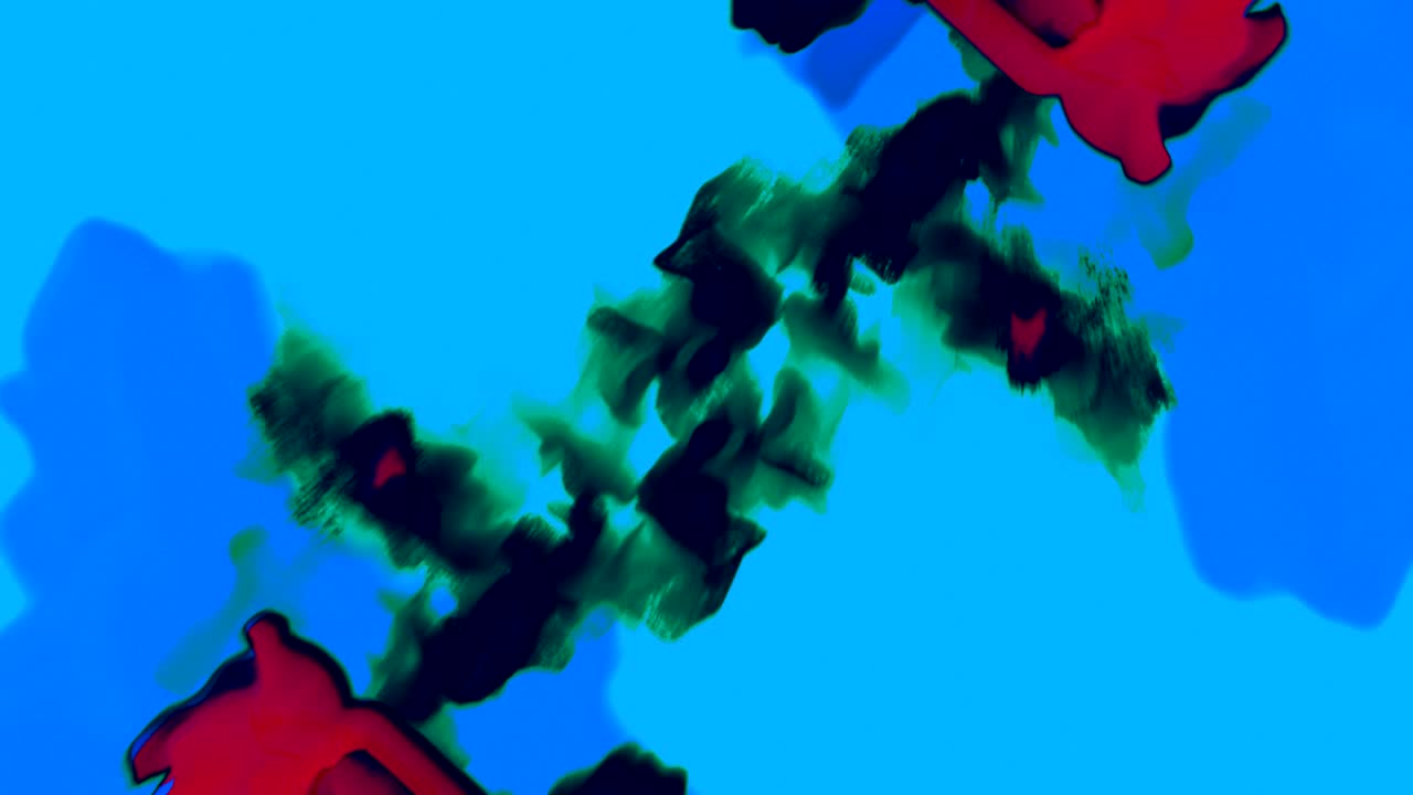 Red spots on blue, particle animation, looping
