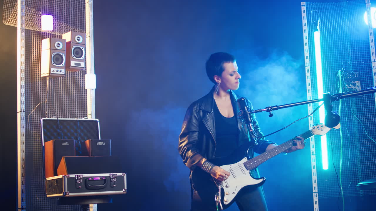 Female Rock Musician Performing on Stage