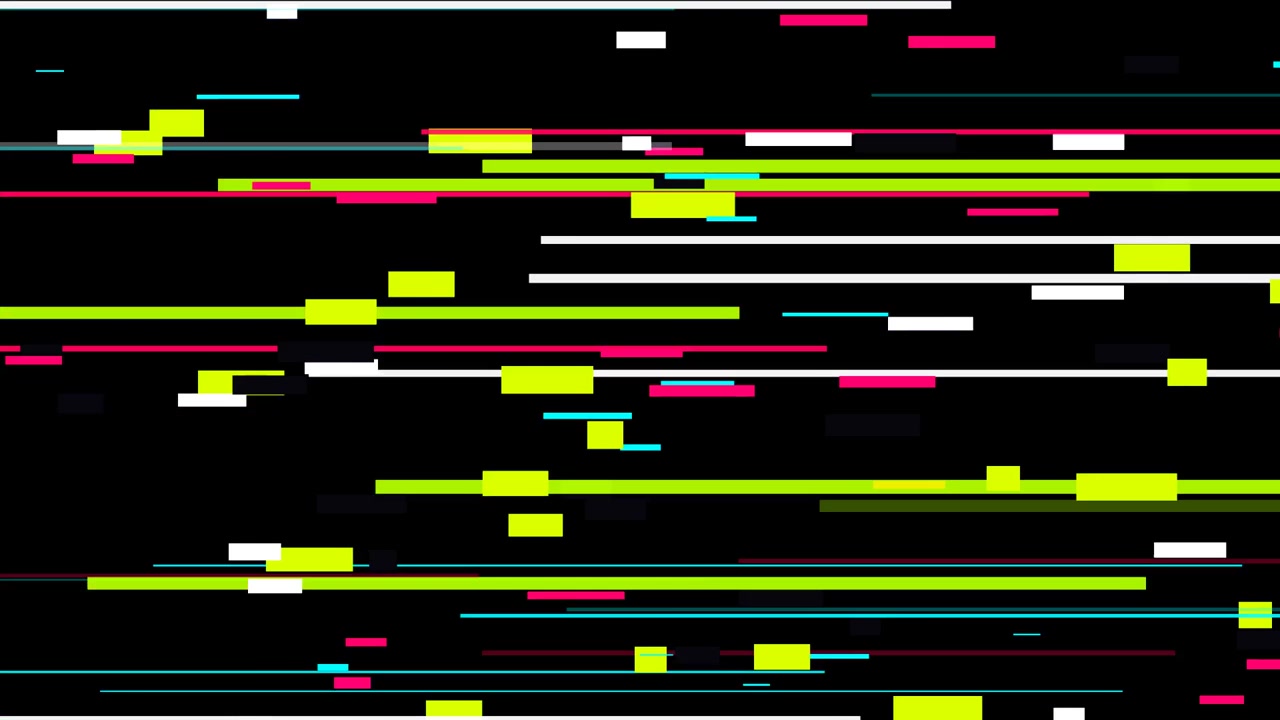 Digitaler Glitch-Effekt mit aufblitzenden Neon-Horizontalen Linien