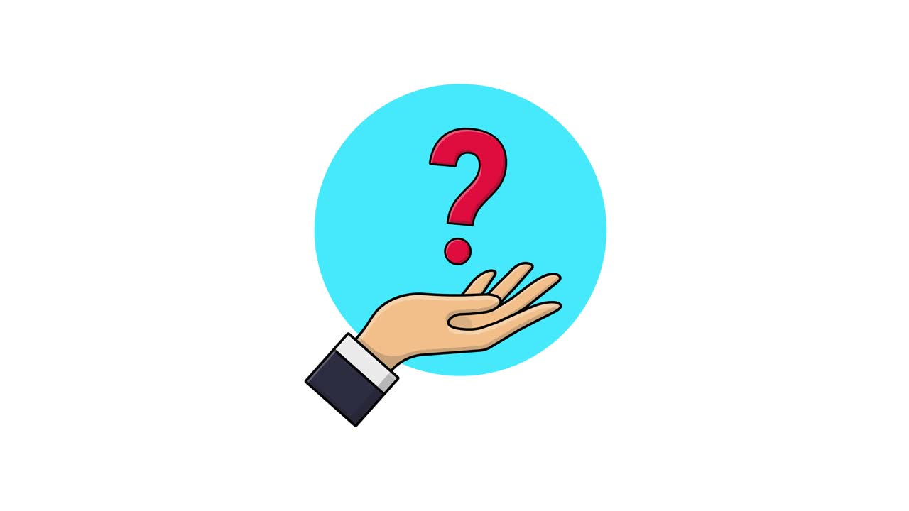 Animated Hand Holding a Red Question Mark