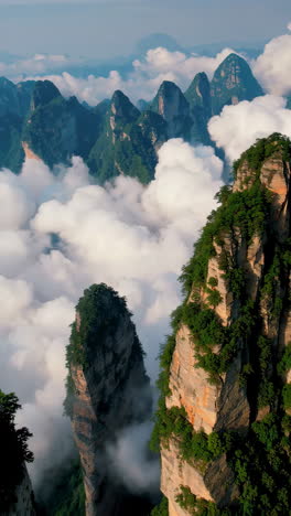 stunning mountain peaks and cloudscape in wulingyuan, china
