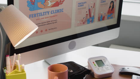 blood pressure monitor and workspace