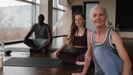 yoga class with diverse group