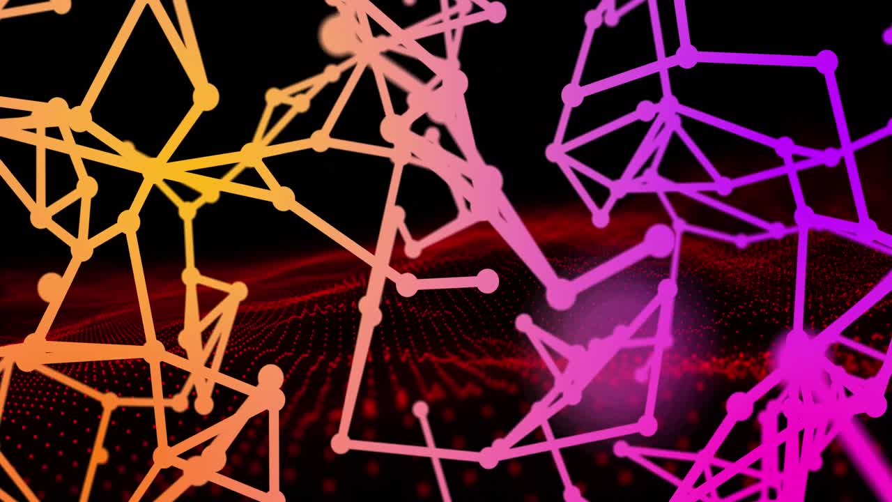 animación de puntos y formas sobre fondo negro