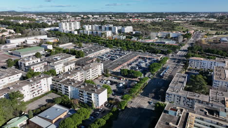 Aerial-view-captures-la-Mosson's-architectural-splendor,-a-blend-of-historic-cha