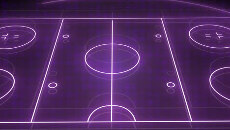 animation of blue neon sports stadium over circles in row on black background