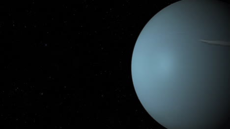 CGI-Komposit:-Rotierender-Planet-Uranus,-Bildschirm-Rechts,-Halb-Beleuchtet-Mit-Sternenklarem-Hintergrund