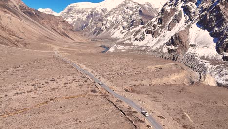 mountain road in a snowy valley
