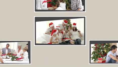 montage of families celebrating christmas day together