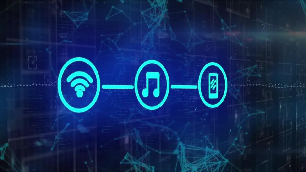 animación de iconos digitales a través de redes de conexiones