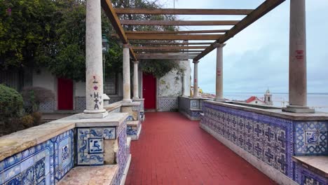 traditional decorations with mosaic artwork and columns at miradouro de santa luzia