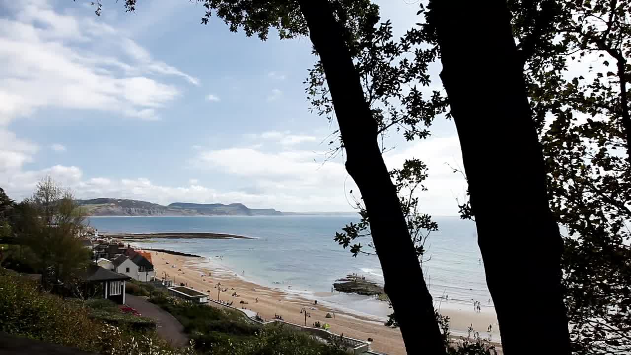 Beach view point, Jurassic coast of England, Sunny day, wide angle