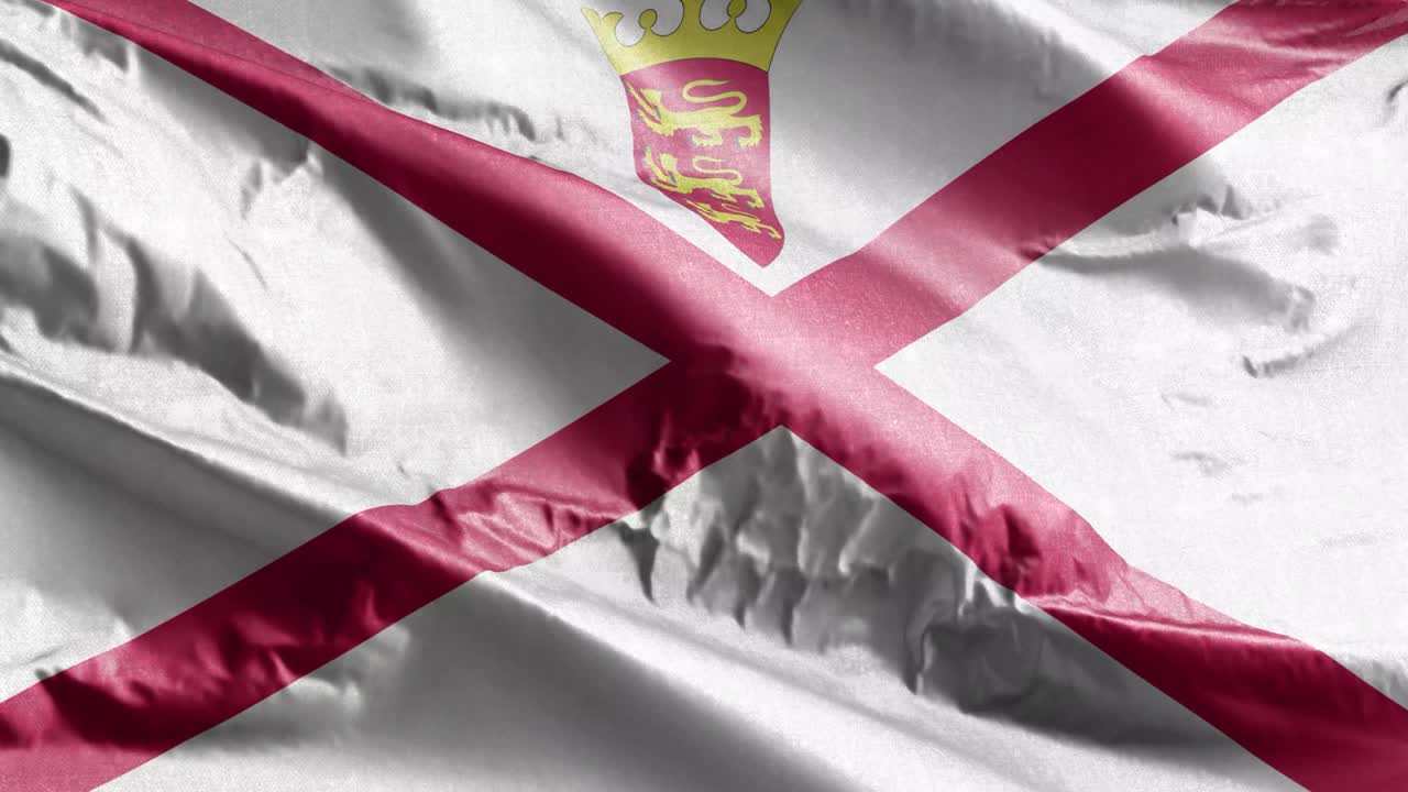 바람의 루프에서 흔들리는 제르시 섬유 발, 바람에 흔들리는 저스키 배너, 직물 섬유 조직, 완전한 채우기 배경, 10 초 루프.