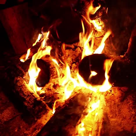 midnight bonfire or campfire slow motion