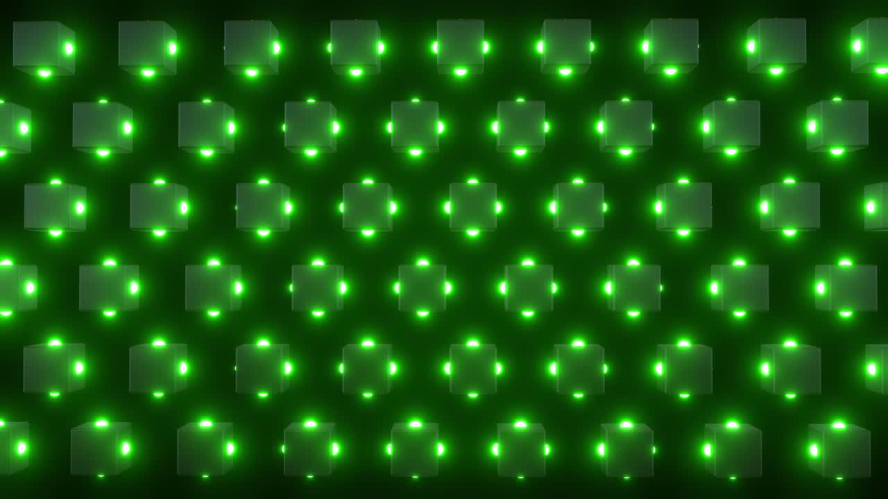 Abstract Pattern of Glowing Green Cubes