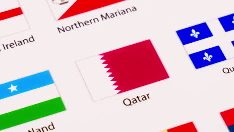 Primer-Plano-De-La-Bandera-De-Qatar-Y-Alejándose-Del-Resto-De-Las-Diferentes-Banderas-En-La-Imagen