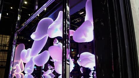 glowing abstract forms in an art installation