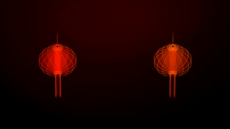 3d isometric virtual transparency chinese lantern moving rotate, celebrate new year festival concept design on red gradients background, seamless looping animation 4k with copy space