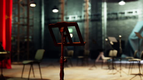 old opera house interior with music stand in preparation for a performance