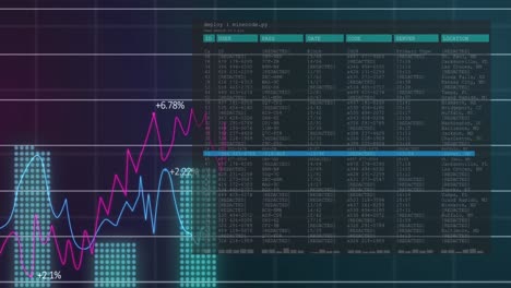 animación del procesamiento de datos sobre un fondo azul