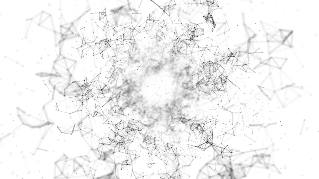 Tecnologia di presentazione 4K in movimento, esplorazione di connessioni big data, visualizzazione di forme geometriche