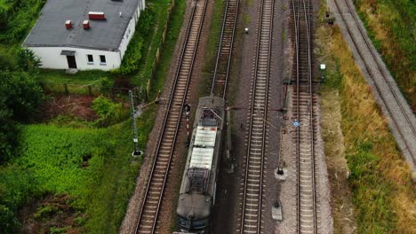 railway cargo train wagon rides on railroad