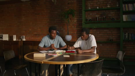 two students studying together