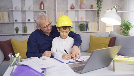 The-man-who-works-from-home-and-his-curious-and-intelligent-son.