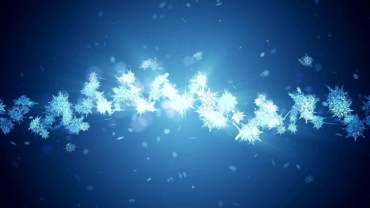 Shinning winter symbol with beauty snowflakes. Vortex from spin snow. Winter pattern. Beauty dancing snowflakes. Abstract loop animation.