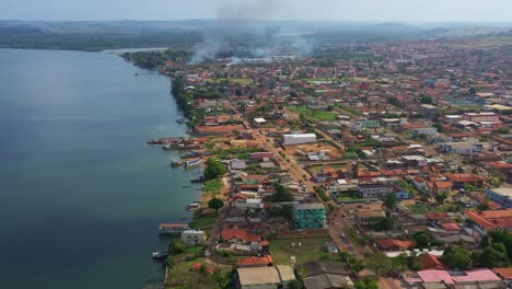 High-angle-aerial-shot-flying-over-the-city-of-Altamira,-Brazil