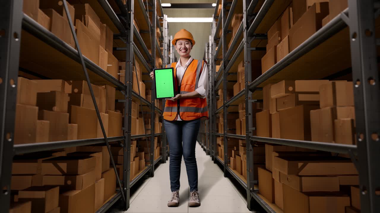 trabajador de almacén con tableta
