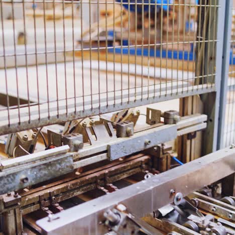 robotic equipment on a factory. metal construction of automated technologies inside the industrial plant. conveyor line at working process.