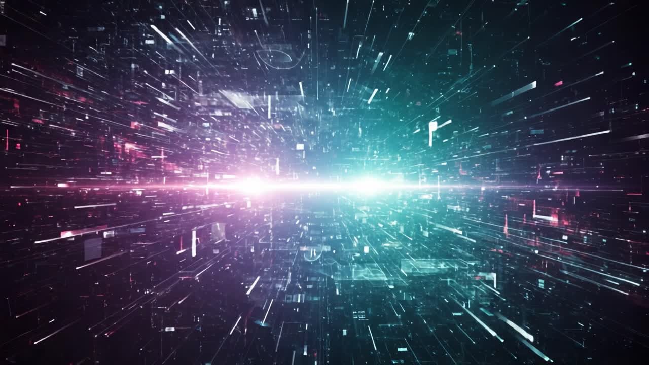 A Captivating Journey Through a Digital Universe: Exploring Vibrant Light Trails and Data Streams in an Abstract Representation of Technology and Innovation