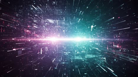 a captivating journey through a digital universe: exploring vibrant light trails and data streams in an abstract representation of technology and innovation