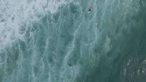 vista aérea de arriba hacia abajo de los surfistas en sunzal el tunco el salvador