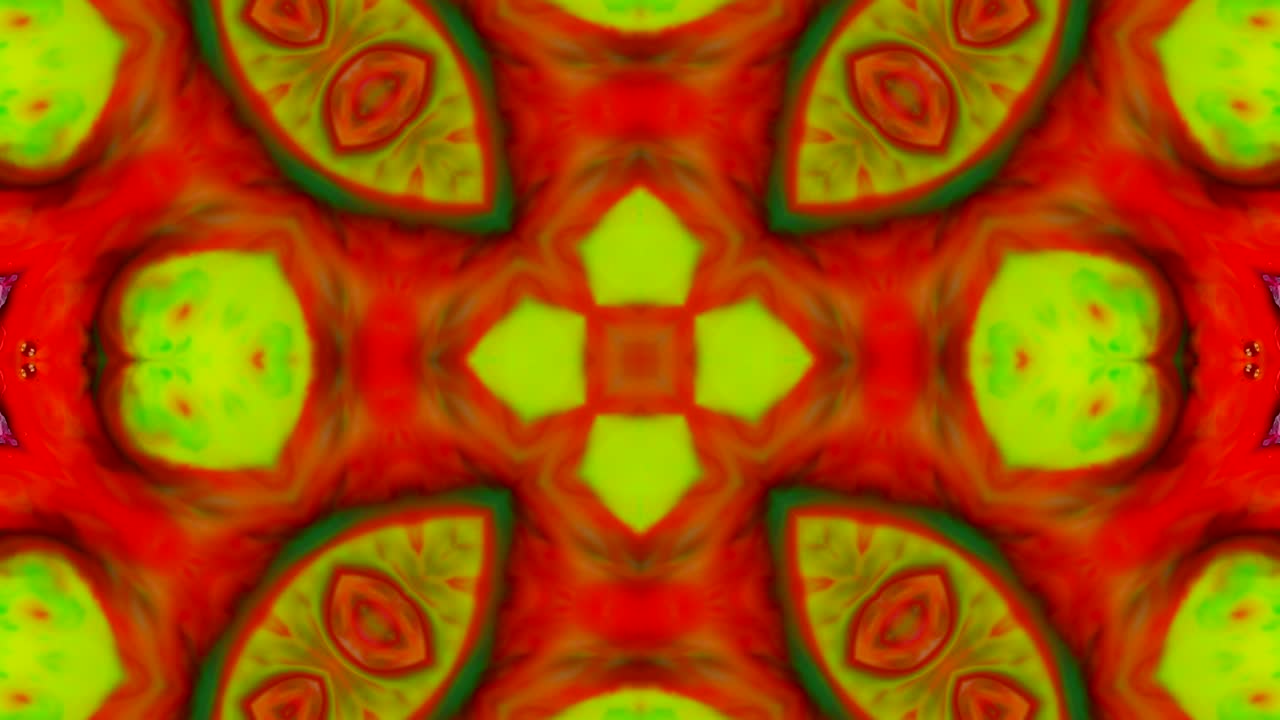 movimiento de caleidoscopio abstracto: círculos geométricos y formas de estrellas