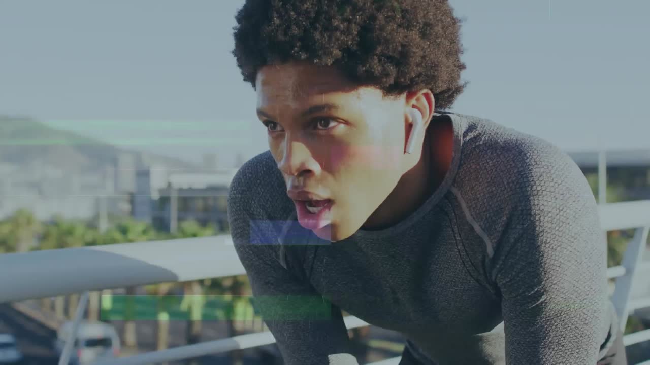 두 인종의 남성 달리기 선수에 대한 간섭의 애니메이션