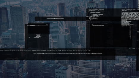 animación del procesamiento de datos sobre el paisaje urbano