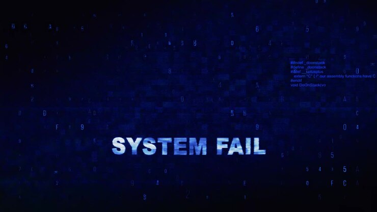 Systemausfall-Meldung auf digitaler Anzeige