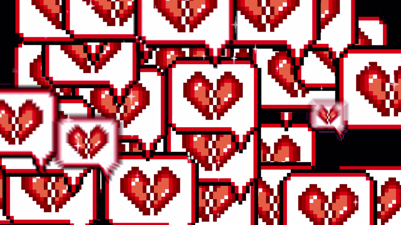 Pixel art pop up speech bubble icon broken heart Transitions. 1080p - 30 fps - Alpha Channel (3).mov