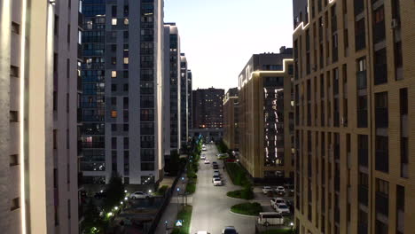 modern apartment buildings at night