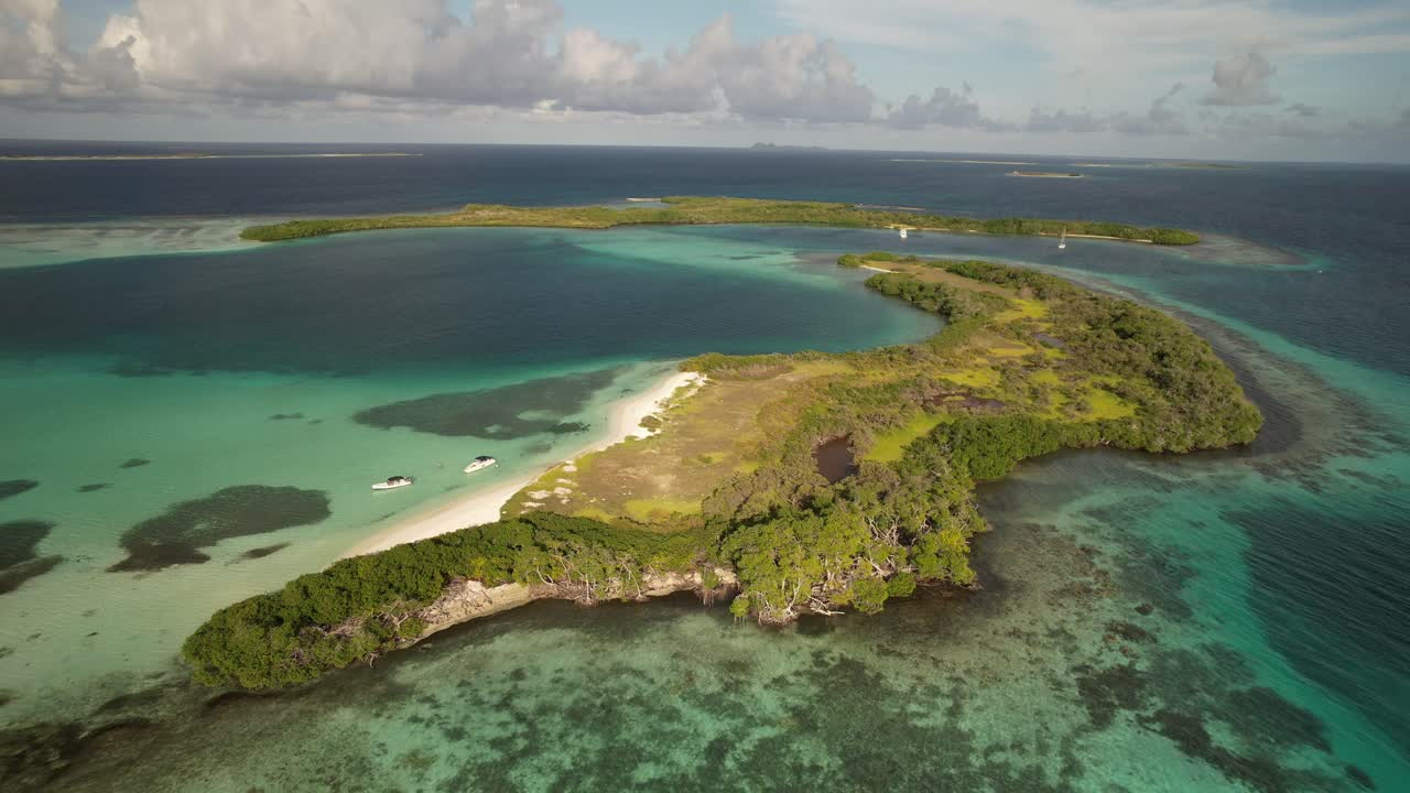 Isla felipa in los roques, turquoise waters, serene tropical vibe, aerial view