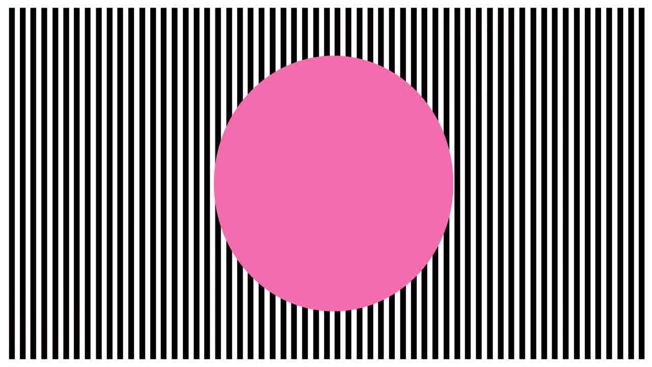 animación mínima del círculo cambiando de color en fondo a rayas