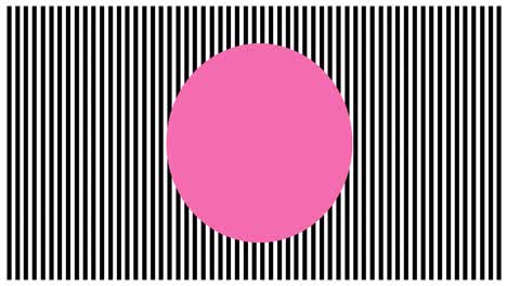 minimal animation of circle changing color on striped background