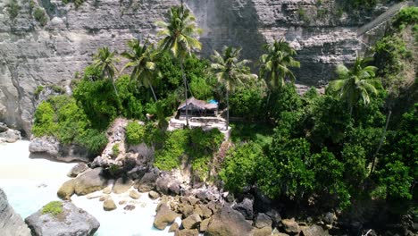 aerial drone video of diamond beach in nusa penida bali during the day