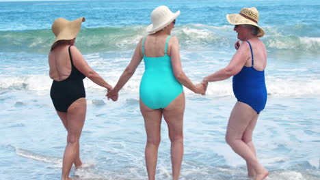 senior woman holding hands