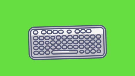 video en 4k de un teclado de dibujos animados sobre un fondo verde.