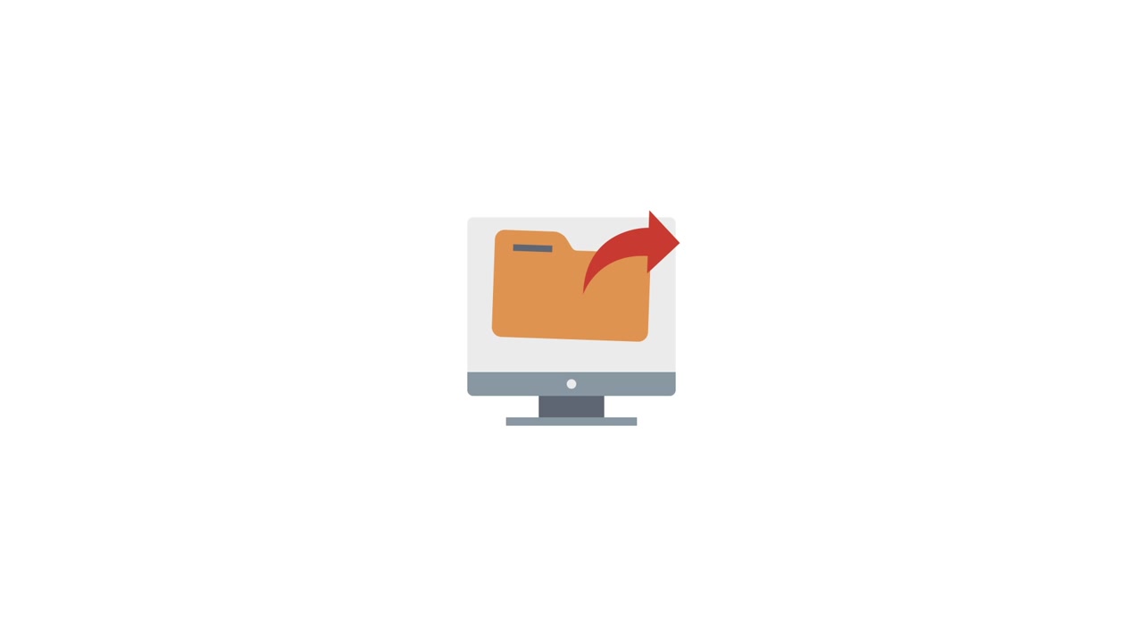 Icona animata di trasferimento file su monitor di computer