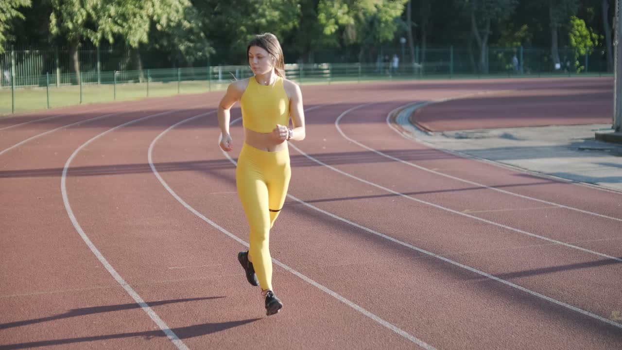 mujer corriendo en una pista